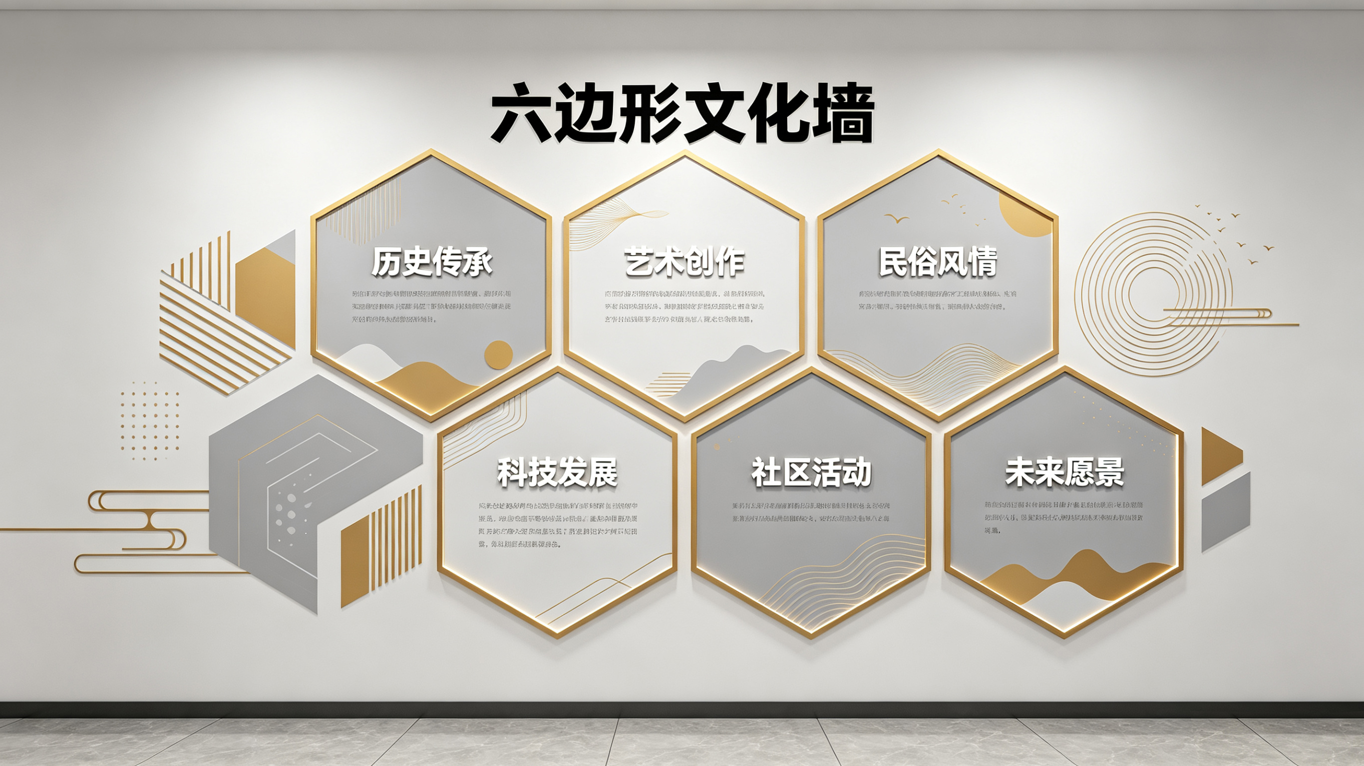 龙山企业文化墙 | 六边形信息美学